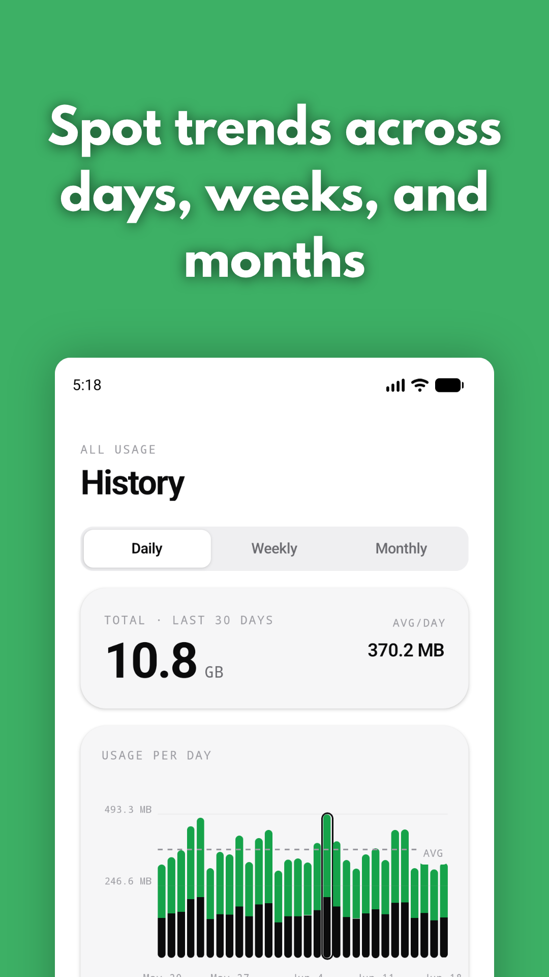 RheoByte — settings screen